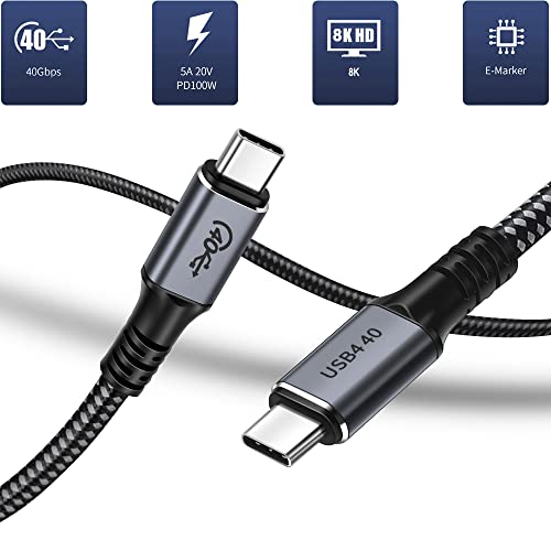 Кабел KUYIOHIFI 4 USB, Съвместим с Thunderbolt кабел 3, 100 W 40 Gbit/s, USB кабел Fast PD E-Mark 40 Gbit/s, 8 До @ 60 Hz за MacBook на Apple Studio Display и повече (4 фута)