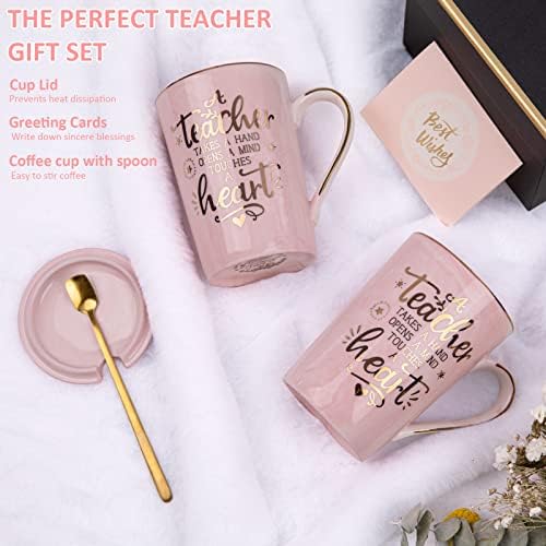 Уникални подаръци в знак на благодарност на учителите за жени - най-Добрите коледни подаръци за учителите, Керамични Кафеена чаша е от Розов мрамор, с тегло 14 грама със златен принтом, Идеи за рожден Ден на пенсиите,