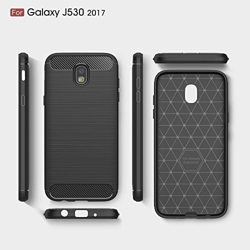 Калъф Galaxy J5 2017, HualuBro [Устойчив На надраскване], Тънък Амортизирующий Броня от Въглеродни Влакна, TPU, Защитен Калъф за Samsung Galaxy J5 2017 J530 - Син