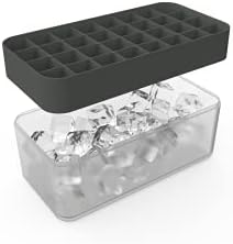 Силиконов хладилни тава W & P Ice Box с капак за лед, 3 Идеални тава за лед, Компактен, Складываемый дизайн, могат да се мият в съдомиялна машина, Дървени въглища