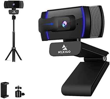 Комплекти уеб камери NexiGo с автофокус 1080P, уеб камера N930AF HD с микрофон и защитен калъф, Софтуер за управление, Лесен Мини-статив, Прибиращ се поставка за мащабиране /Skype/Teams