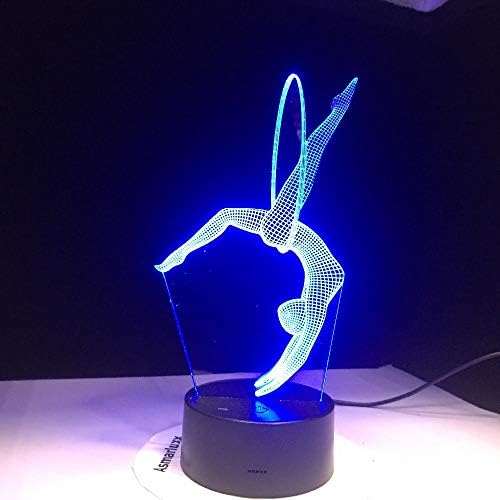 LLWWRR1 Художествена Гимнастика Led 3D лека нощ Настолна Лампа Домашно Осветление 7 Промяна на Цвета на Детски Подарък