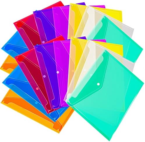 Zfyoung Пластмасови пликове Поли (опаковка от 16 броя) 8 цвята Пластмасова папка-плик, Пластмасови пликове с цип, Поли Папка за файлове, Формат А4, за домашния офис, Училищната организация (размер х 12,9 е 9.25 инча)