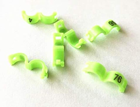 2,7 мм 1-100 номериран скоба с пластмасов пръстен за птици, дъвка за краката, папагал, чинка, канарче, групирани 100 бр., зелен