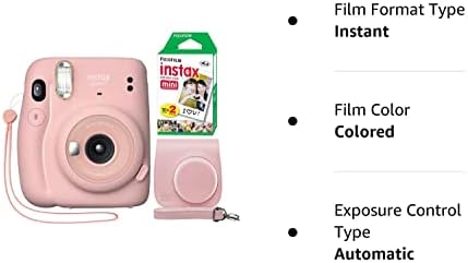 Руж за фотоапарат миг печат Fujifilm Instax Mini 11 Розов цвят + Калъф по поръчка Minimate + Двойна опаковка Fuji Instax Film 20 Листа