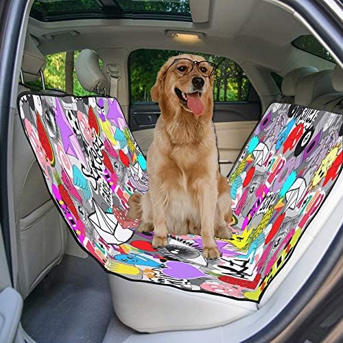 ENEVOTX Калъф За седалка Куче с Потребителски Модел на Графити, Ръчно Печат, Покривала за автомобилни седалки за Кучета, Водонепроницаемое Нескользящее Трайно Меко ст