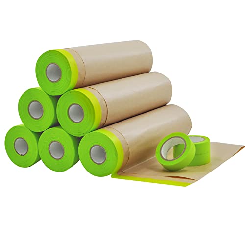 Малярная хартия за маскиране - Разширяване на лентата с размер 18 см х 50 фута и залепете малярную хартия, Малярную хартия за боядисване на коли и лекотоварни автомобили, защита на пода, покриване на стени (6 ролки