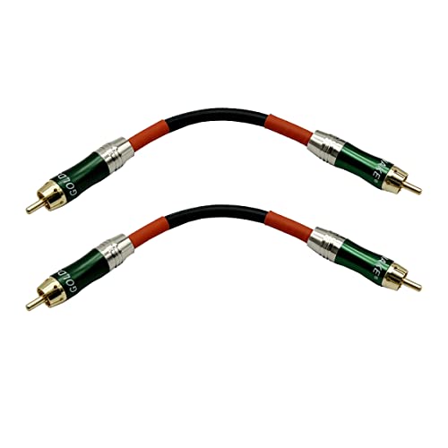 Аудио кабел Seadream RCA-RCA Кратък 2 пакета 1RCA Включете щепсела 1RCA Стерео аудио кабел Конвертор, Щурцове предусилителя Включете щепсела кабел от 8 инча (черно + зелено)
