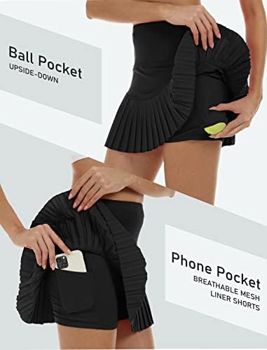 Дамски Нагънат Стаи поли MoFiz с 3 джобове, Спортна Пола за голф с висока талия и 3-инчов Вградени къси панталони