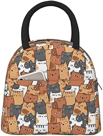 Случайна чанта за обяд AMACAY Orange Cats, Херметически Изолиран обяд-бокс, чанта-тоут за обяд, Хладилник за обяд, за пикници на работа и в пътуване.