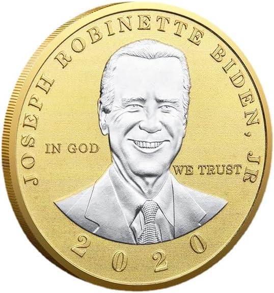 Президентските избори в САЩ 2020 Байдън два цвята Триизмерен Релефен Възпоменателна Монета Метален Значка Златна Монета Монети на повикване (Сребро)