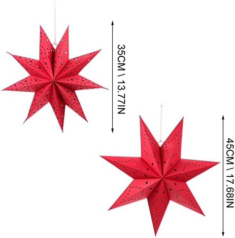VORCOOL Starlight 12 2 елемента Хартиен Звезден Фенер, 9 режима на Звездата на една Снежинка Тавана Лампа Выдалбливают Звезда Подвесное Украса за Вътрешно Външно Помещения Сватба на Коледно Парти Хартиени Звезди