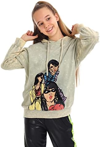 LOCO LOCO KIDS Hoody за момичета и деца Памучни Блузи Пуловер с дълги ръкави за Момичета Фланелевая Облекло с качулка, 9-15 години