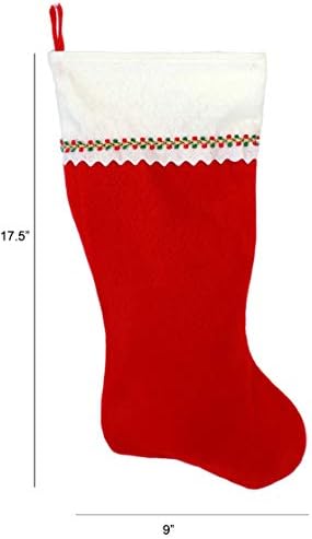 Първоначално Коледни Чорапи с бродирани мен монограм, Червено-Бяло фетр, Начален Т