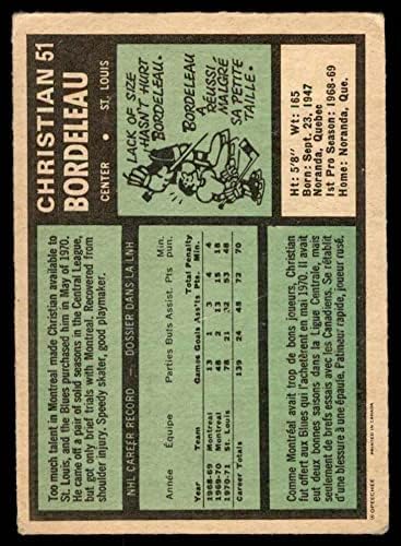 1971 O-Pee-Chee 51 Крис Бордело Чикаго Блекхоукс (Хокейна карта) VG Блекхоукс