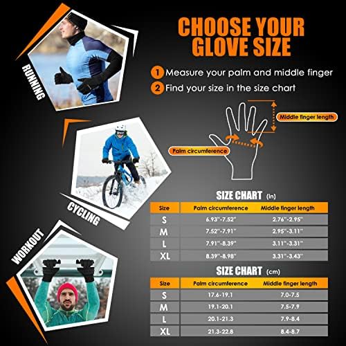 Зимни ръкавици ihuan за мъже и жени - Водоустойчиви Топли Ръкавици за студено време, Минерални Ръкавици за сензорен екран за тренировки, Бягане, Колоездене, Велосипед