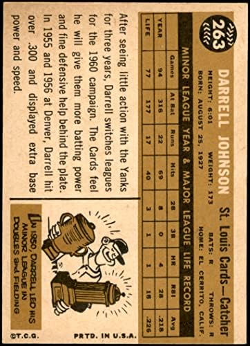 1960 Topps 263 Дарел Джонсън Сейнт Луис Кардиналс (Бейзболна картичка), БИВШ+ Кардиналс