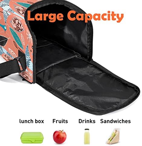 Листа и Птици Цветен Модел, Голям Обяд-Бокс За Възрастни многократна употреба Обяд-голяма пазарска чанта за Преносим Голям Органайзер
