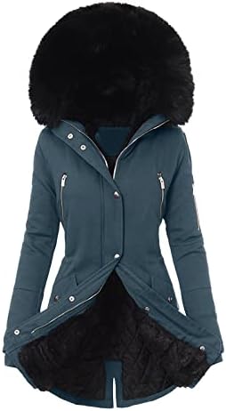 IKevan Женски однотонное пуховое палто с качулка, палто с цип дълъг ръкав, зимни топло ветровка, стеганая яке, палто