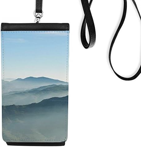 Слънчевата Светлина Планината Небето Мъгла Природа Телефон В Чантата Си Портфейл Окачен Мобилен Калъф Черен Джоба