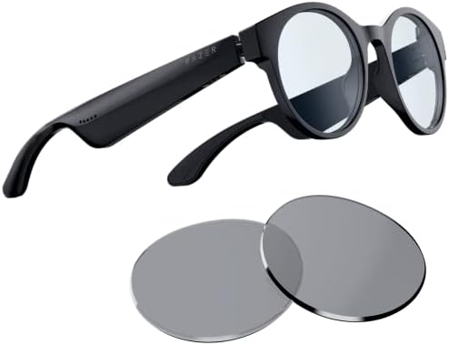 Умни очила Razer Dian: Филтриране на синя светлина и поляризирани лещи слънчеви очила - Аудио ниска латентност - Вграден микрофон и високоговорители - Съвместимост със сензорен контрол и гласов помощник - Батерия до