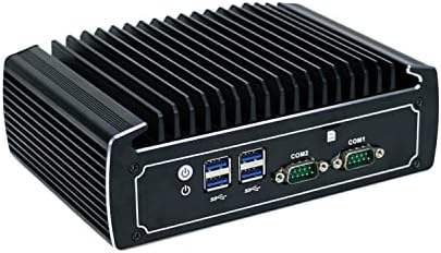 Мини-КОМПЮТЪР без вентилатор HUNSN, Индустриален компютър, Intel I7 8550U, BX06, 2 x COM, слот за SIM-карта, 2 x LAN, DP, HDMI, съвместимост с монтажни системи Vesa, COM1 COM2 за RS232/RS485, без връзка към интернет,