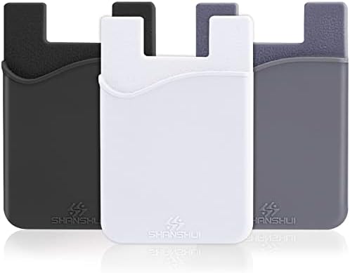 Държач за карти SHANSHUI за своята практика за телефон, 3 опаковки Титуляр за Телефонни карти, Портфейл на Силиконовом Держателе за Кредитни карти, Джоб калъф, Съвместим с iPhone, Android и Повечето смартфони