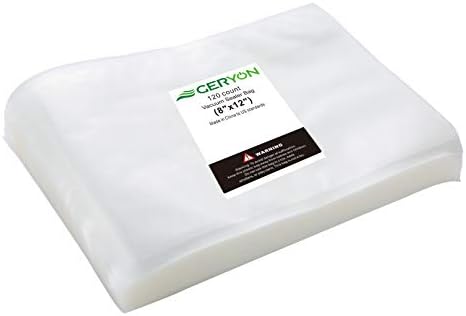 Вакуум Опаковъчни торбички GERYON, 120 опаковане на пакети 8 x12, Предварително Нарязани на хранителни продукти, Подходящи за Geryon и други Вакуум-Опаковъчни машини