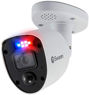 Допълнителна камера за видеонаблюдение Swann DVR Enforcer Bullet с докосване прожектором, видео във формат 4K UHD за вътрешния или външния дизайн, цветен нощно виждане от здрач до зори, както и функцията за откриване