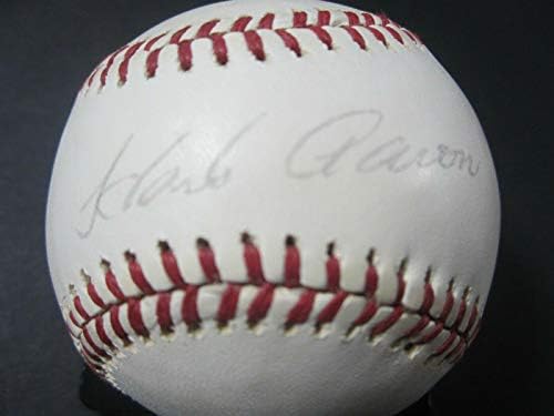Ханк Аарон Атланта Брейвз подписа Официален Ретро играта топката OAL JSA LOA - Бейзболни Топки С Автографи