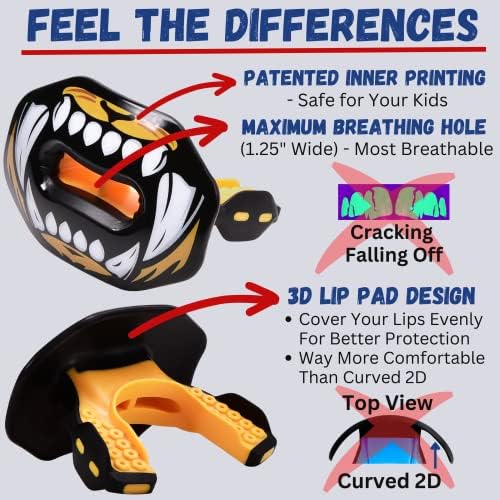 Футболна капповая тампон Oral Mart за младежи / възрастни с 3D дизайн LipFit - Хладно накрайника за защита на устните (10 Подобрени дизайн) Защита за устни с максимален отвор ?