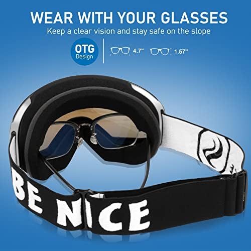 Ски очила BENICE,OTG Очила за каране на Сноуборд С Подвижни Двухслойными Лещи, Снежни Очила с защита срещу замъгляване и ултравиолетовите за Мъже, Жени