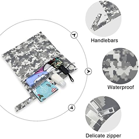 Kigai 2 бр., Сиви Камуфляжные Мокри и Сухи Чанти, Водоустойчив Многократна употреба Тъканни Мокри и Сухи Чанти за Памперси за Пътуване, Памперси, Мръсна спортни дрехи и Тоалетни принадлежности
