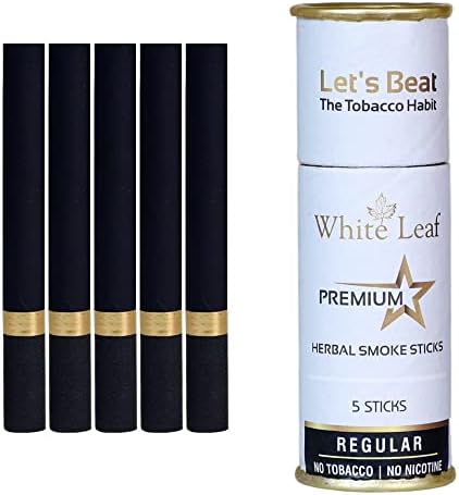 Цигари White Leaf Premium Herbal Smokes - Без тютюн и никотин (обикновена 1 опаковка по 5 цигари, убождане -1) - Помагат да се откажат от пушенето