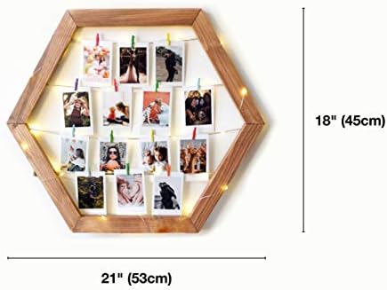 Фоторамка Pixogo Колаж за декора на стените - Висящи рамки за снимки с клипове и венец, Семейна Мультирамка и 2 Мини-Polaroid рамки за снимки, Набор на каботажните за снимки