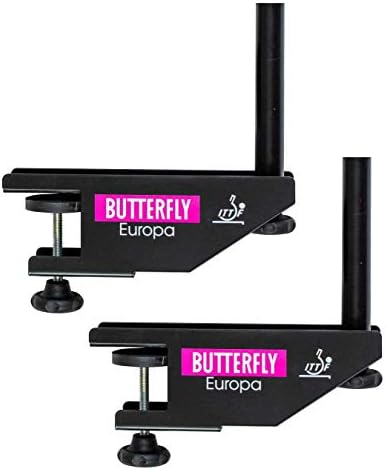 Набор от професионална мрежа за тенис на маса Butterfly Europa - Подходящ за маси с дебелина до 1,5 инча - Мрежа с дължина 72 инча - Скоба на мрежата с регулируема височина и нап