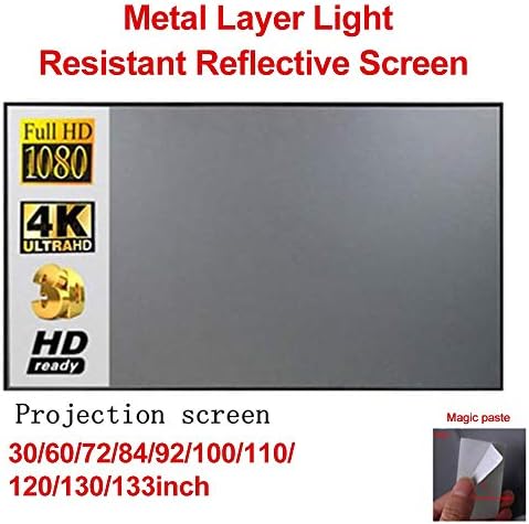 Преносим прожекционен екран FZZDP 4:3 Метален Светостойкий Отразяваща екран за домашно кино, прожекционен сгъваем екран 60-100 см (Размер: 100 см)