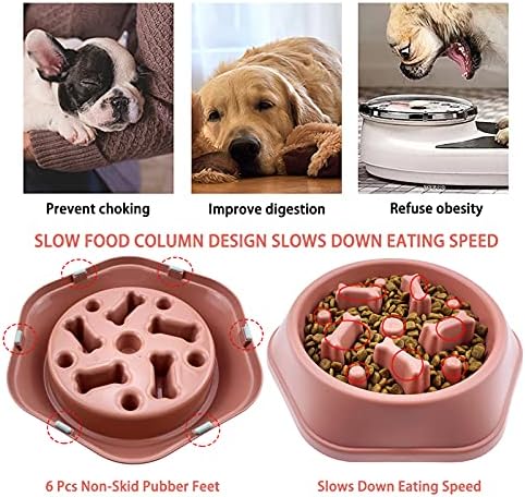 CAISHOW Купа за кучета с бавно хранене, Предотвращающая Преглъщане, Здравословно Хранене, Интерактивна, Предотвращающая Подуване на Корема, Забавна Алтернатива, Нескользящая Купа за бавно хранене на кучета, Купа за