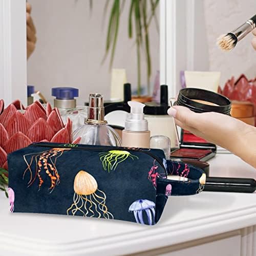 TBOUOBT Косметичка за Жени, козметични чанти, Голям Чанта за Тоалетни Принадлежности, Подарък за Пътуване, Акварелни Цветни Медуза, Океанските Животни