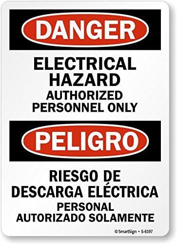 Два знака SmartSign Опасност - Опасност от токов удар, оторизиран персонал | Пластмаса 10 x 14 инча