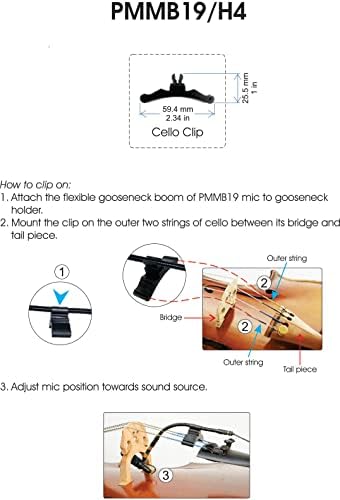 Rannsgeer PMMB19-Микрофон за музикалния инструмент за Виолончело със Скоба за Виолончело