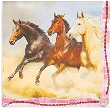 100 Опаковки Розови Салфетки във формата на Кон, Аксесоари за Парти в чест на рождения Ден на Пастушки за Момичета (6,5 x 6,5 инча)