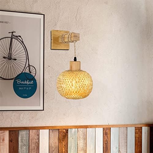 GRETD Стенни аплици от ратан, Осветление, монтиран на стената лампа, лампа за вътрешно фермерска къща, Стенни аплици в селски стил, Лампи (Цвят: жълт размер: 1 бр.)