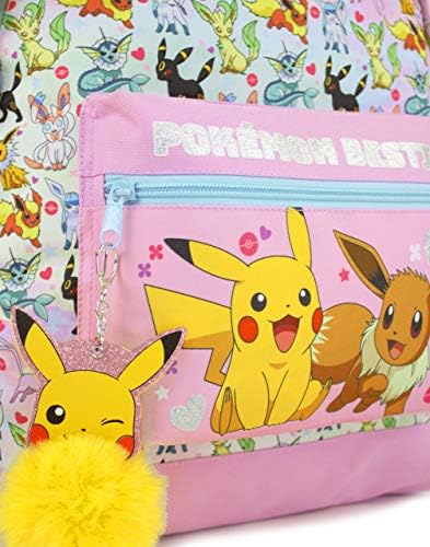 Раница Pokemon Pikachu Eevee Besties Розова Лъскава Чанта