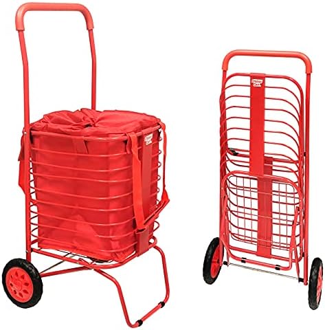 dbest products Cruiser Cart Гъвкава Чанта За покупки С Капак, Сгъваема Кошница за дрехи, количка, Сгъваема Количка за битови нужди, Компактен, Лек, Разборная, Червена