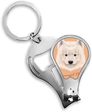 Бяла самоедская куче, домашен любимец, машина за рязане на нокти, отварачка, ключодържател, ножици