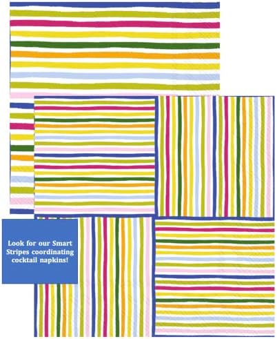 Серия кърпички за партита IHR Ideal Home Еднократна употреба 3-Слойная опаковане на Хартиени салфетки за обяд, на 6.5 x 6,5, в тънка ивица, 20 броя